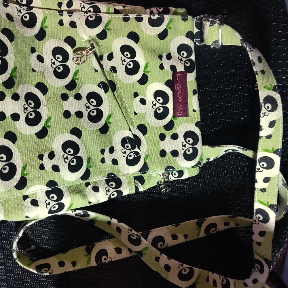 Panda Print Crossbody Bag in Light Green